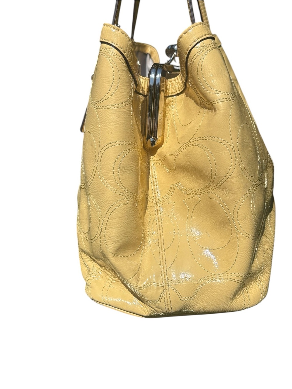 Coach Signature Stitched Patent Leather Kiss lock shoulder Bag 2012 (F19215) - Picture 6 of 16